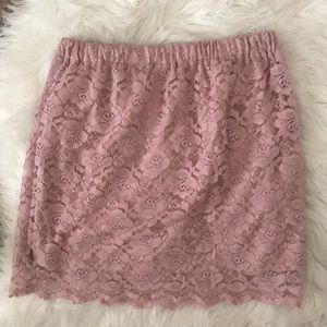 Cottage core pastel pink lace skirt